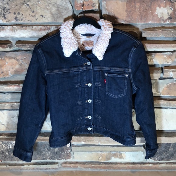 Levi's Jackets & Blazers - Levi’s Sherpa Lined Dark Wash Jean Denim Jacket